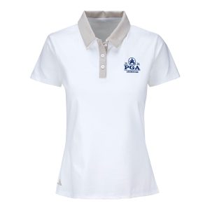 ADIDAS 2026 PGA CHAMPIONSHIP WOMEN'S GRID PATTERN POLO IN BEIGE