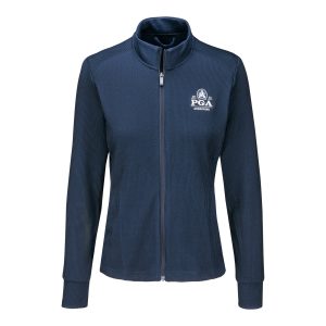 ADIDAS 2026 PGA CHAMPIONSHIP WOMEN'S PERFORMANCE TEXTURE FULL ZIP JACKET IN COLLEGIATE NAVY